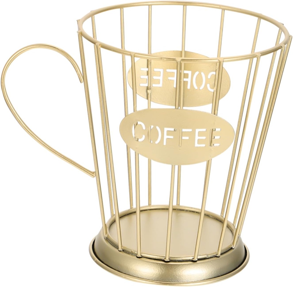 Capsule Coffee Holder Small Gold Iron Organizer Basket for Coffee Capsules Stylish Storage for Desk and Countertop Display