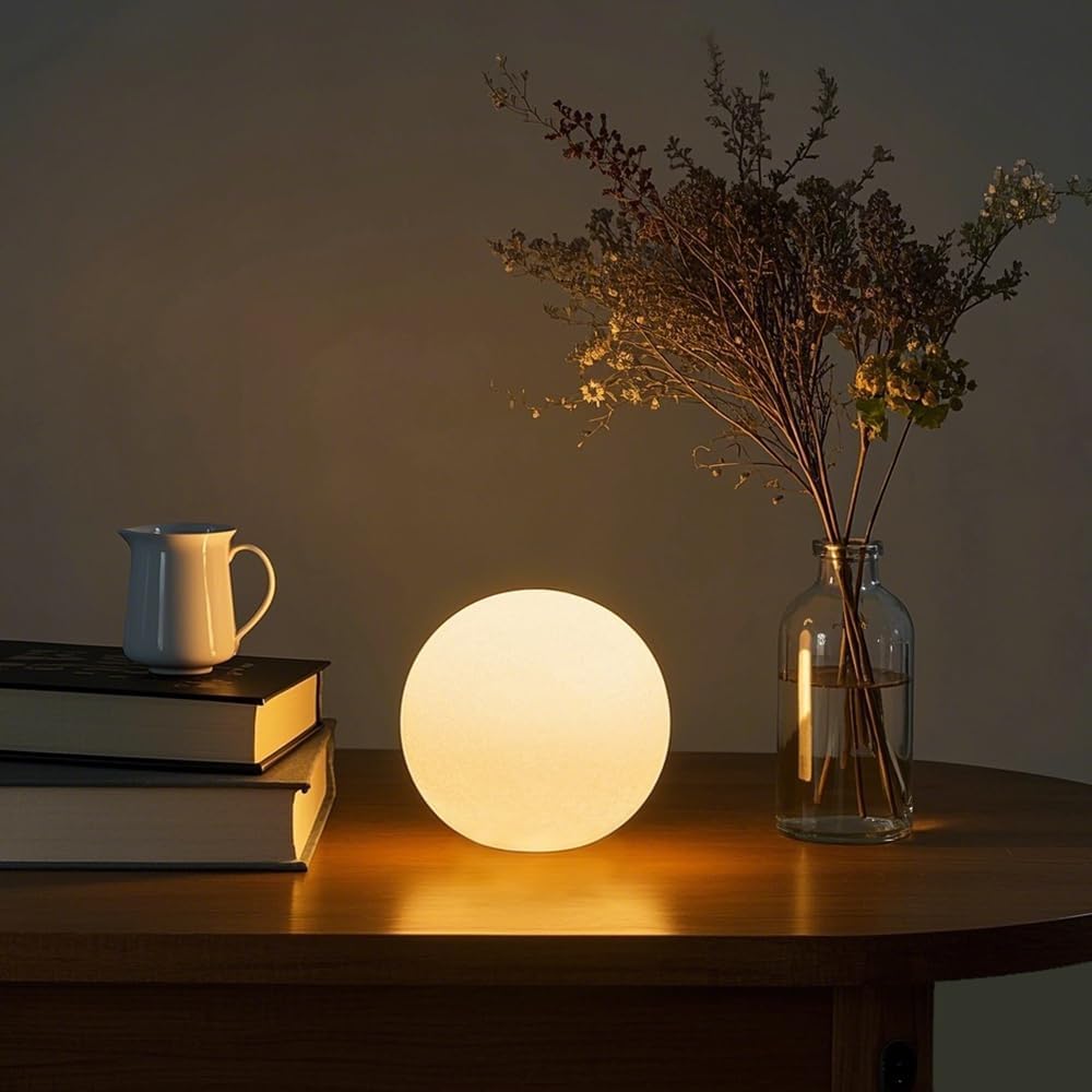 LED Ball Light, 6-inch Glowing Orb Light, Rechargeable Globe Lamp, Dimmable Mood Lights W/Remote, Waterproof Ambient Lighting Lamp for Desk Bedroom Bathroom Patio