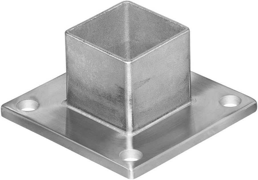 Stainless Steel Square Base Long Neck Floor Floor Flange Component Post Holder (for Intermediate Square Posts)