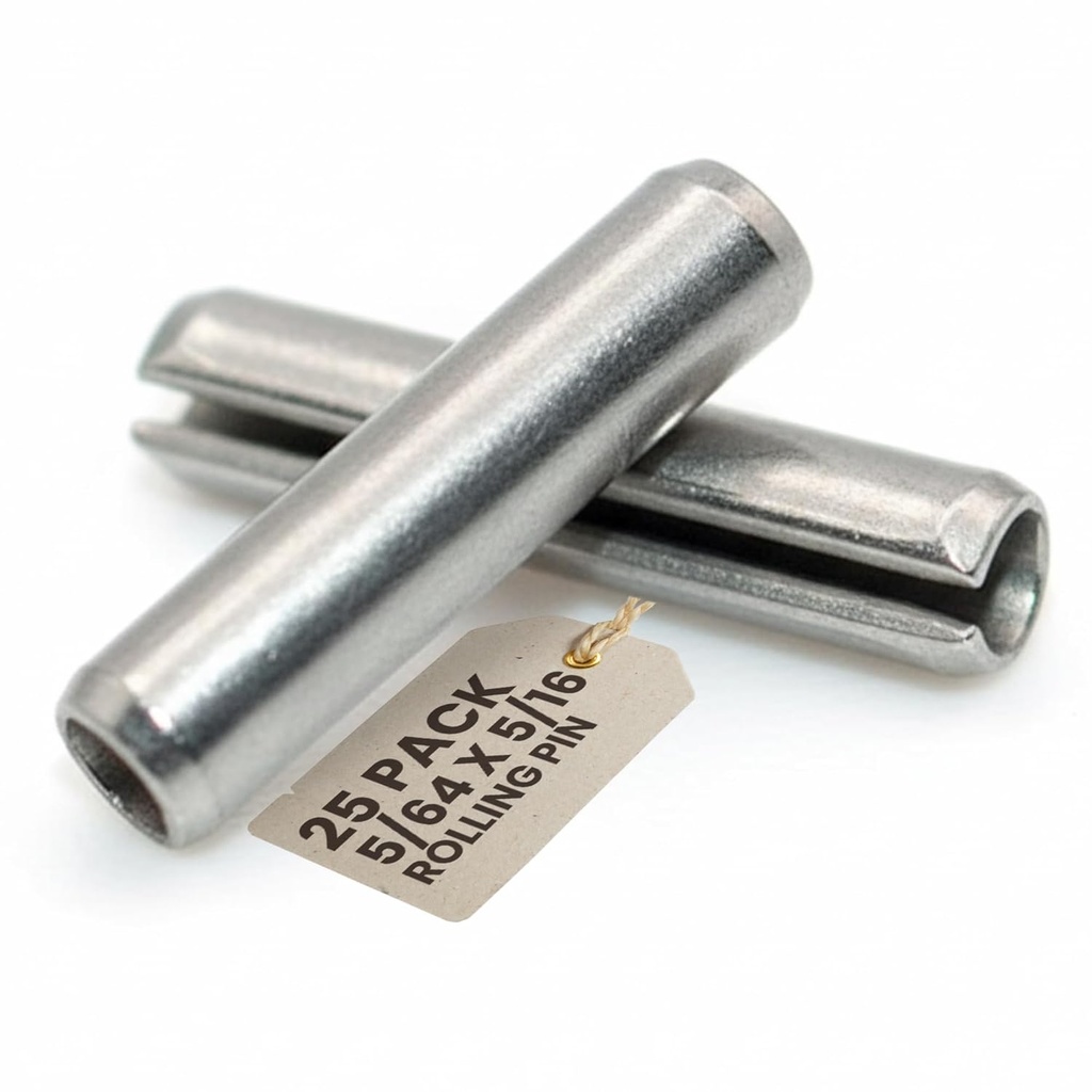 ASMC Industrial - Spring Pin Roll Pin Set - Stainless Steel 420, Cotter, Dowel, & Spring Pins Hardware, Retaining Clip Fastener for Machine, Automotive, & Home Appliance - 5/64" x 5/16", Pack of 25