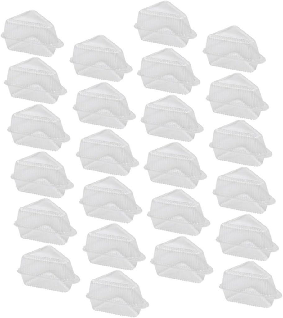 50pcs Clear Triangular Cake Slice Containers with Hinged Lids Pet Cake Storage Boxes for Cheesecake Sandwiches Pastries and Snacks Portable Food Carrier for Parties and Events