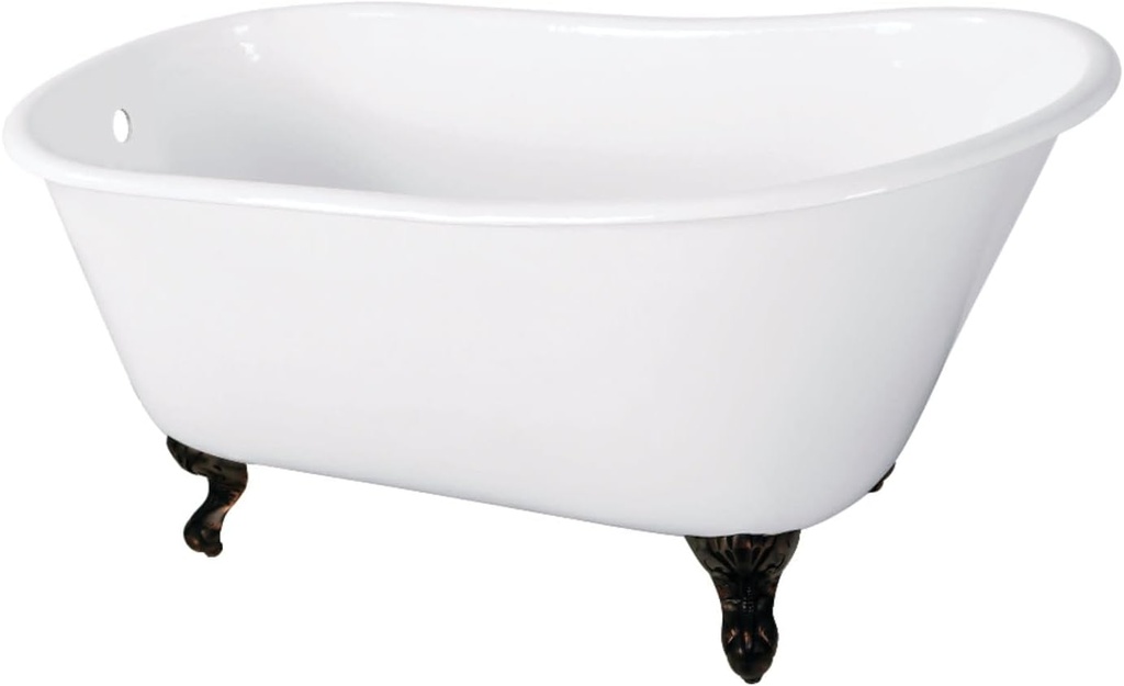 Kingston Brass VCTND5728NT5 Onamia Clawfoot Tub, White/Oil Rubbed Bronze