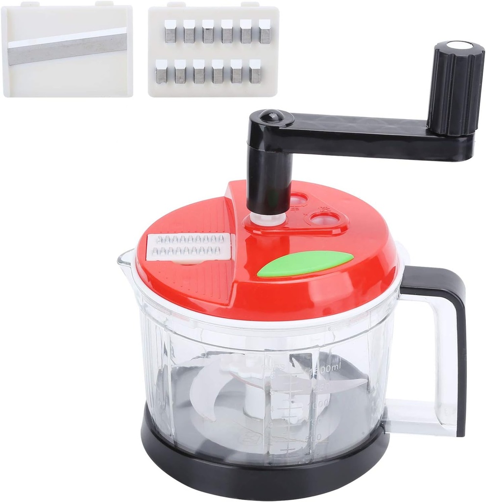 FLEXMAN Hand Food Chopper, Multifunctional Chopper Vegetable Cutter, Hand Crank Food Processor with 3 Shredders for Chopping Vegetables and Fruits, Mixing Flour, Fillings (M(59cm / 23.2in Long))