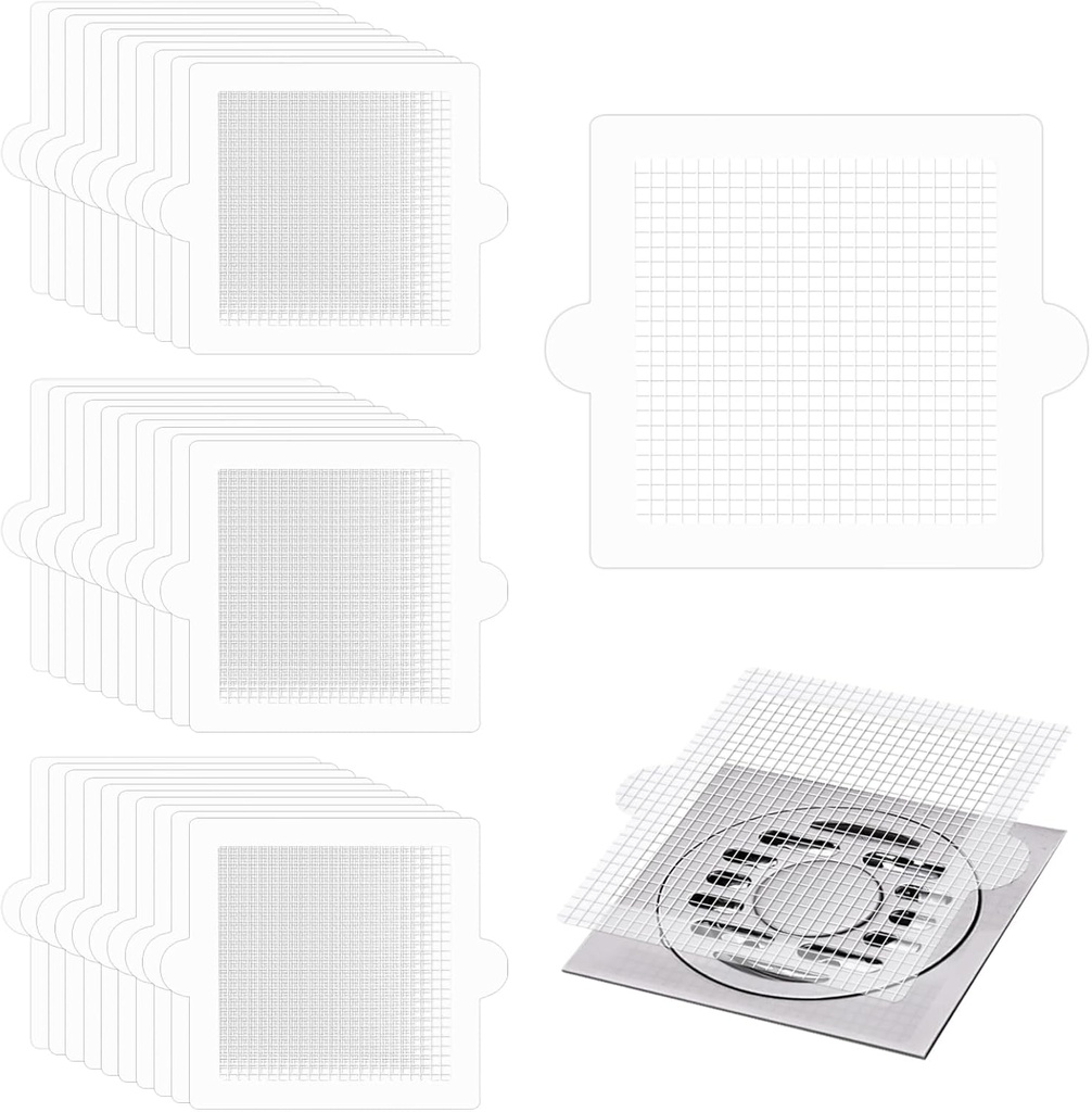 40 Pack Disposable Shower Drain Hair Catcher Square, 4.1 in Mesh Drain Covers Stickers, Flat Shower Hair Trap Stopper Collector Filter for Bathroom Laundry Bathtub Sink Kitchen White