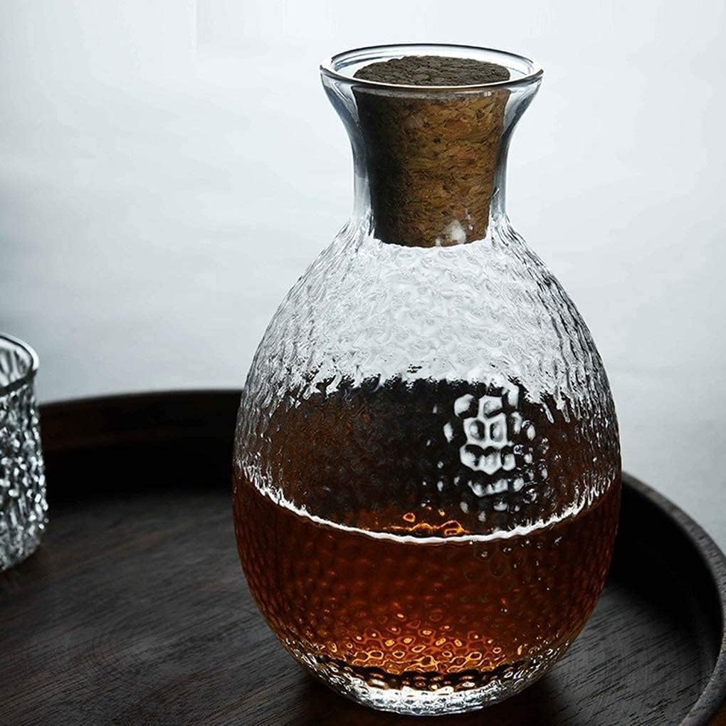 Japanese Sake Set, 7 Pieces Sake Set with 4 Sake Cups,Wine Glass Set for Warm/Cold Sake Service Traditional Hand Painted Sake Set