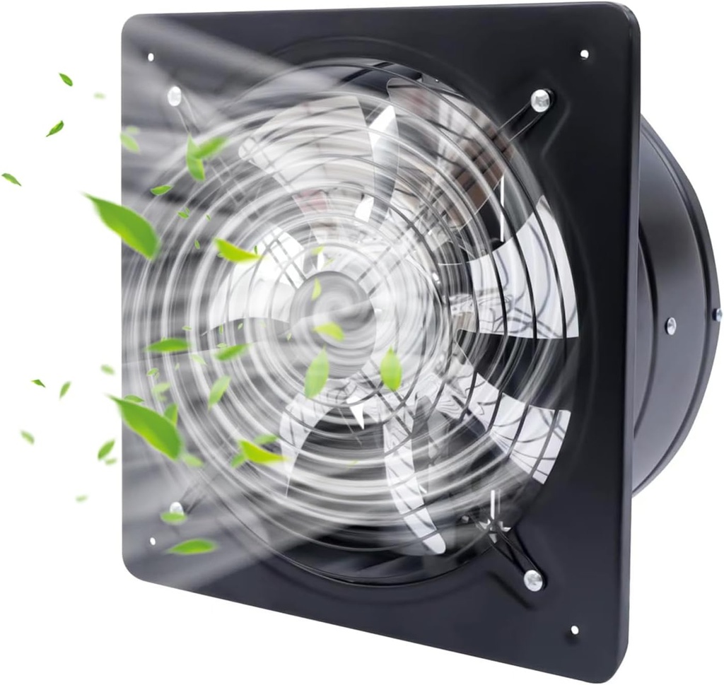 8-Inch Exhaust Fan – 80W 500 CFM Wall-Mounted Ventilation Fan, 110V Quiet Smoke Extractor for Kitchen, Bathroom, Laundry Room, Toilet, Garage, and Commercial Applications