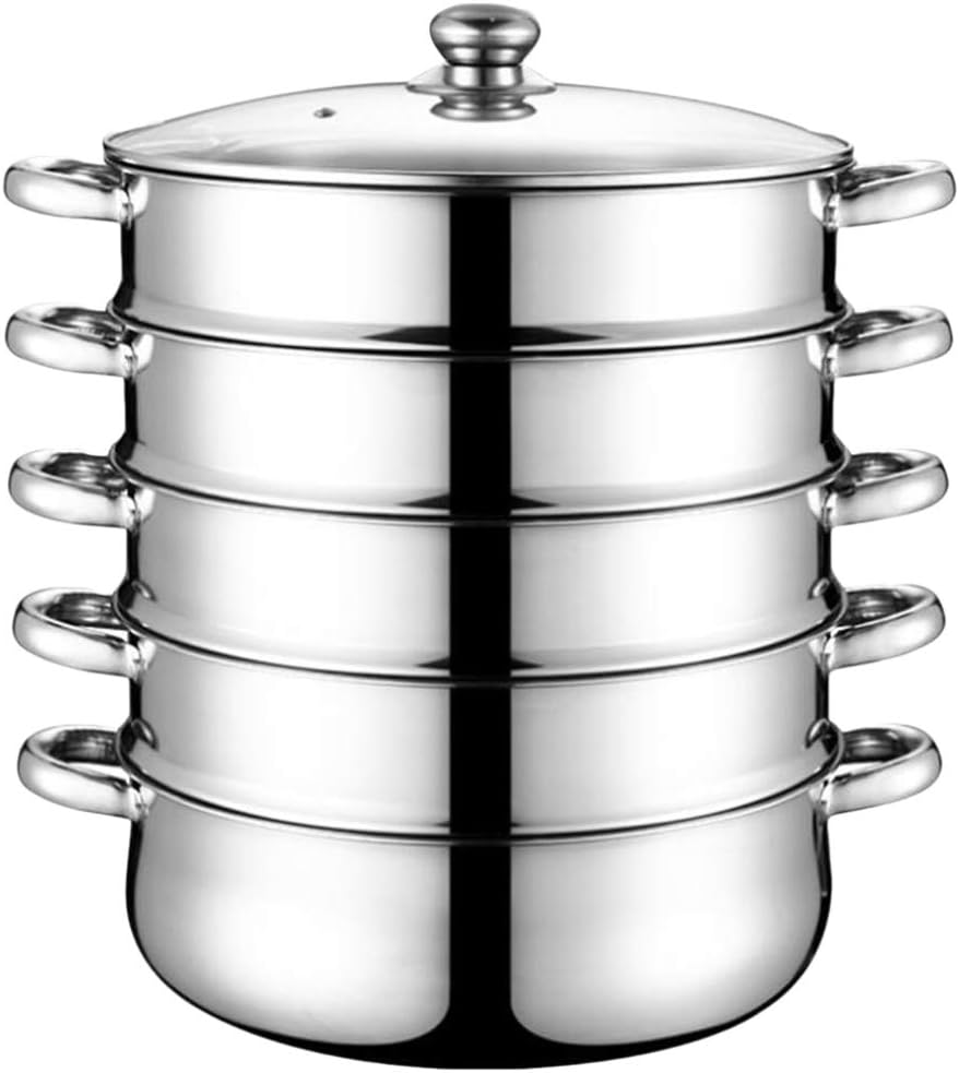 Cooking Pot 5- Pans Tier Pot Vegetable Pot Metal Steaming Pot for Home Kitchen Vegetables Meats Bun Rice Vegetable Pot steam Food Pot Scarab Hot Pot