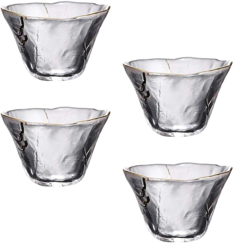 Glass Sake Cups Japanese Hot Sake Set Cooking 4pcs Glass Cups Japanese Style Tea Wine Glasses Water Drinks Housewarming 70ml Glasses Cup Kungfu Teacup
