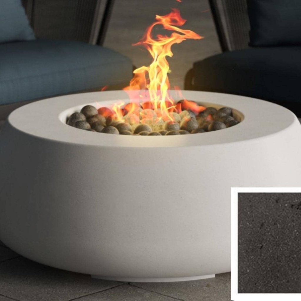 Lakeview Outdoor Designs Balance Way 42 Inch Round GFRC Concrete Propane Fire Pit Table in Ebony