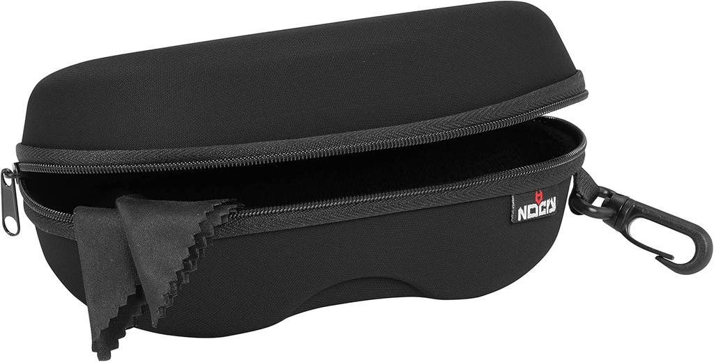 NoCry Storage Case for Safety Glasses with Felt Lining, Reinforced Zipper and Handy Belt Clip