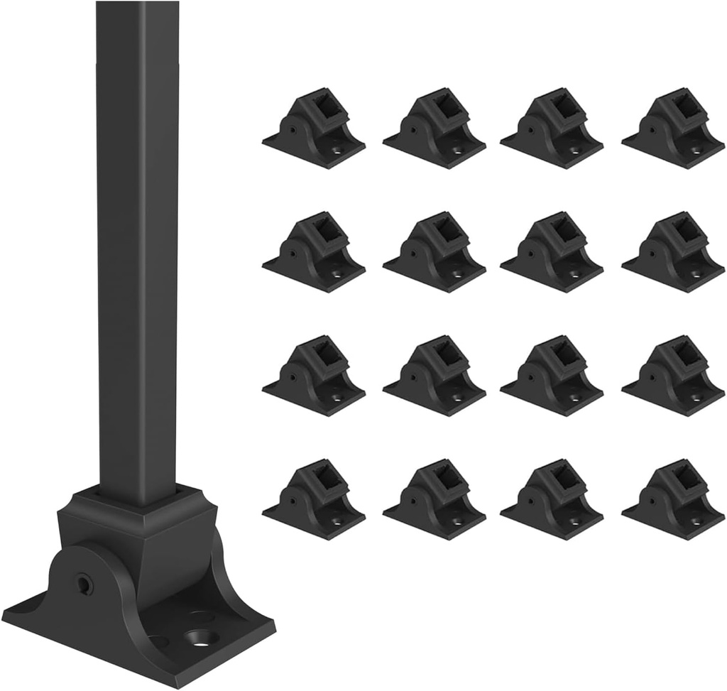 32 Pack Baluster Shoes, Reliable Aluminum Material Stair Flat Shoe, Baluster Shoes 1/2 inch Square for Balusters for Staircase Interior, Outdoor Staircase Railing Baluster, Black (32)