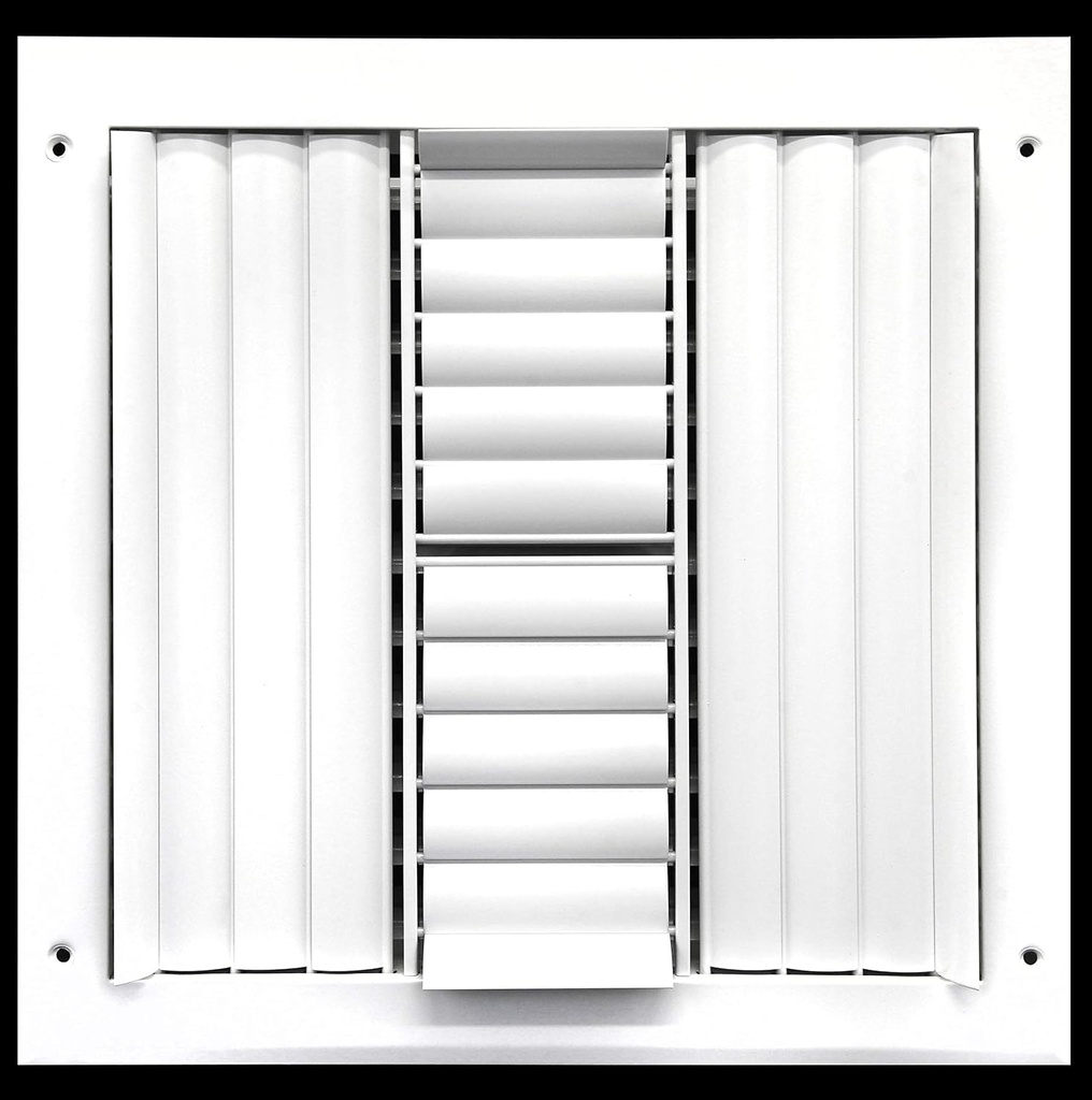 HVAC Premium 8"w X 8"h 4-Way Air Vent Adjustable Aluminum Curved Blades Integral Multi-Shutter Damper HVAC Diffuser [Outer Dimensions: 9.75"W X 9.75"H]