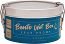 ECOlunchbox Bento Wet Box – Round Leak-Proof Stainless Steel Container, 24 oz (700 ml), Silicone Gasket & Soft-Close Clips, Plastic-Free, Dishwasher & Oven Safe