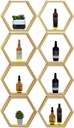 Iron Bar Liquor Shelf with LED Light Hexagon Bar Liquor Bottle Display Shelf Bar Shelves for Liquor Bottles Wall Wine Rack for Kitchen Bar Restaurant Wine Cellar Living Room.(90x20x160cm)