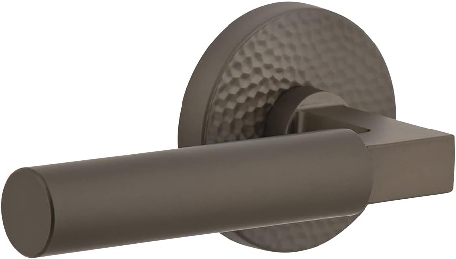 Viaggio Titanium Gray 626481 Circolo Hammered Rosette Contempo Smooth Lever, Single Dummy-Backset
