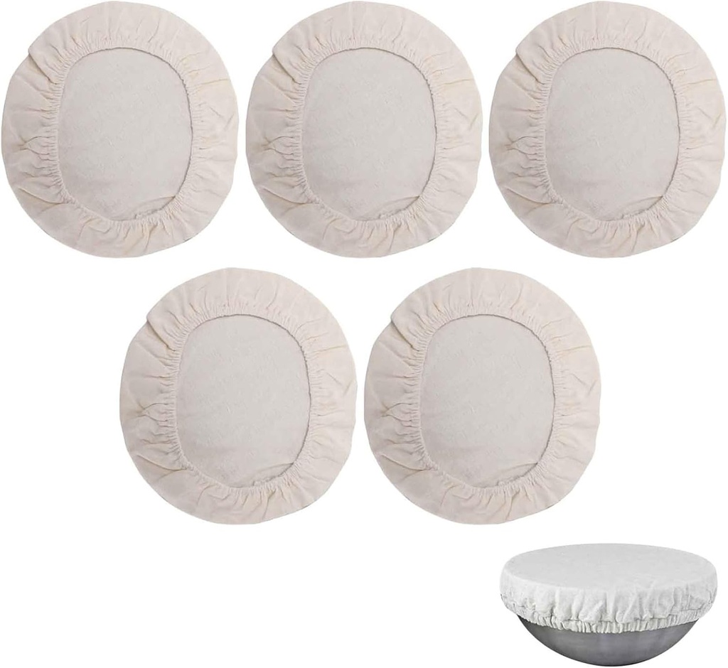 Sourdough Starter Bowl Covers 5PCS Reusable Sourdough Starter Jar Cloth Cover Elastic Fabric Caps Bread Proofing Bowl Lid Dough Basket Cover