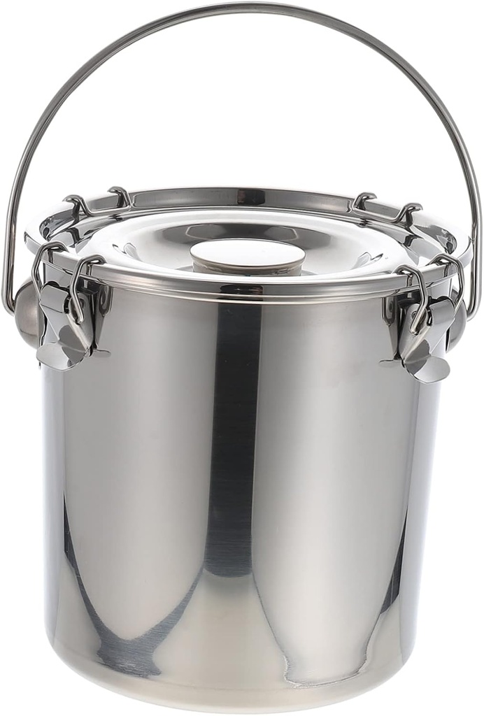 BESTonZON metal container with lid flour canister Oil Storage Container Sealed Canister Stainless Pot with Buckle glass storage jar glass cookie jars with lids High capacity 1