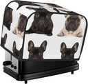 French Bulldog 2 Slice Toaster Covers Dustproof Splash-Proof Bread Machine Cover Fingerprint Protectors Small Washable Kitchen Appliance Cover Universal Size