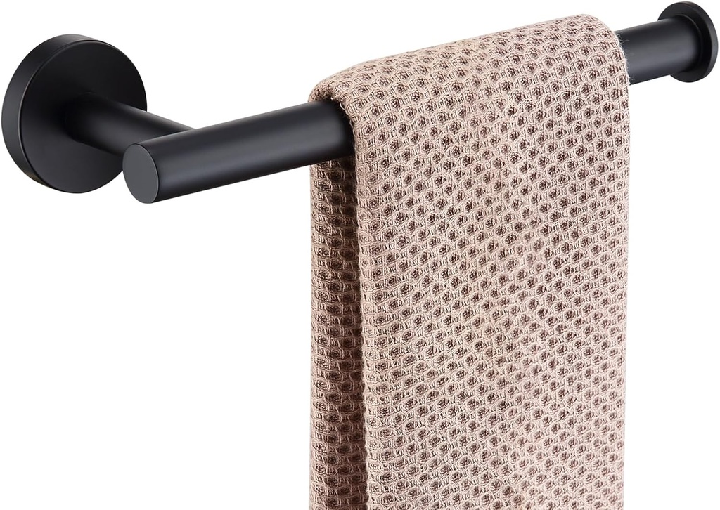 TASTOS Hand Towel Holder Towel Ring, Premium Stainless Steel Hand Towel Bar Heavy Duty Wall Mounted Modern Bath Accessories, 9 Inch Towel Rack for Bathroom Kitchen, Matte Black