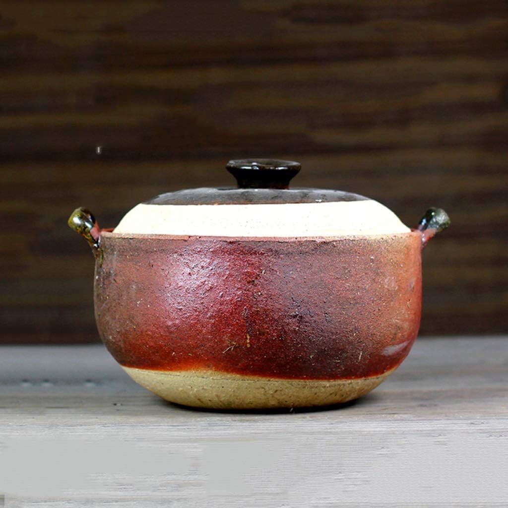 Casserole pot with lid,ceramic hot pot, Kitchen Stoneware Casserole Dish with Lid Cooker,Heat- Ceramic Casserole,Saucepan,Earthenware Rice Pot,Slow Stew Pot,Stovetop Ceramic Cookware A 4.5l (Color :