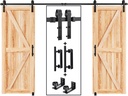 EaseLife 12 FT Double Sliding Barn Door Track and Handle Hardware Kit,Basic J Pulley,Slide Smoothly Quietly,Easy Install (12FT Track Kit for 33"~36" Wide Double Door)
