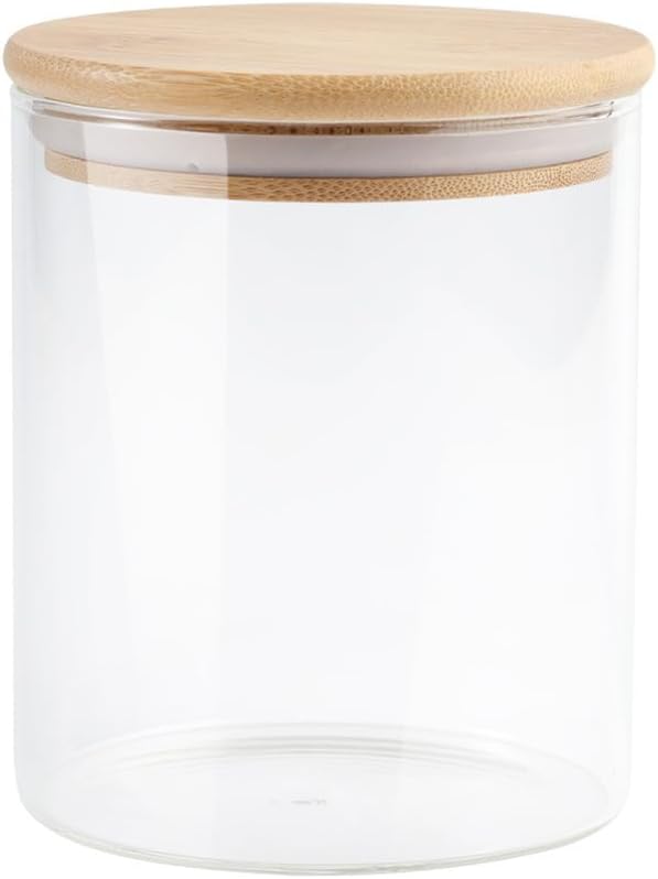Cabilock 450ml High Borosilicate Glass Storage Jar Sealed Jar with Bamboo Lid Grain Storage Box