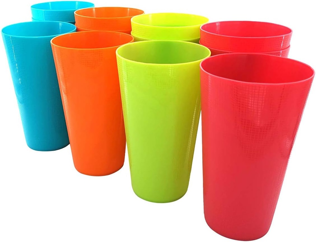 Large Plastic Cups set of 12 BPA-Free Dishwasher Safe Colorful Unbreakable 35-Ounce mixed Drinkware Tumbler