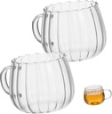 Garneck 2pcs Transparent Glass Cups High-temperature Resistant Coffee Mugs for Breakfast Beverages and Tea for Dining and Entertaining