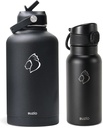 64oz Insulated Water Bottle & 18oz Kids Insulated Water Bottle Leak & Sweat Proof for Outdoor Sports Hiking, Cycling, Camping, Running