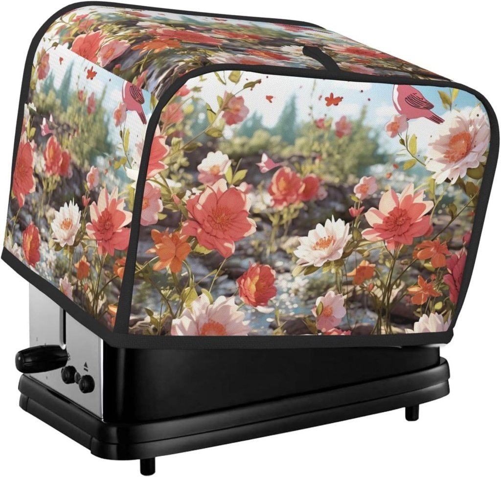 Wildflower Floral Toaster Cover 2 Slice, Two Slice Bread Machine Covers Quilted Toaster Dust Cover Universal Size Kitchen Small Appliance Cover With Top Handle