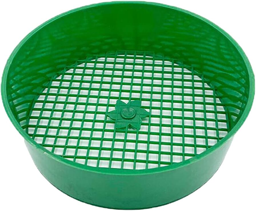 Green Round Garden Sieve Riddle Stone Sand Seedling Mesh Sieve Garden Tools For Compost Soil Stone Mesh Garden Tool Seed Sifting Sieve Planting Accessories Seed Sifting Sieve