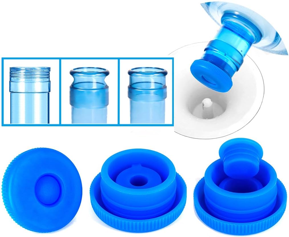 5 Gallon Water Jug Cap Reusable - Non-Spill 55mm Bottle Water Dispenser Caps,Silicone Replacement Cap Lids Anti Splash 3 Pack