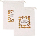 CRASPIRE 2Pcs 15 x 12 Inch Linen Bread Bags Reusable Unbleached Storage Bag Drawstring Pouches Homemade Sourdough Container with Plastic Liner for Artisan Bread Bakery Baguette Housewarming Wedding