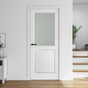 32 × 80 in. Primed 1-Lite Frosted Glass Manufactured Solid Wood Slab Doors Without Hardware Kit