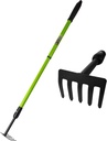 Small Rake Garden Rake Hand Rakes, Ajustable Handle Gardening Hand Cultivator Garden Tool with Non Slip Handle Hand Weeder Tool for Weeding Tilling Soil Planting