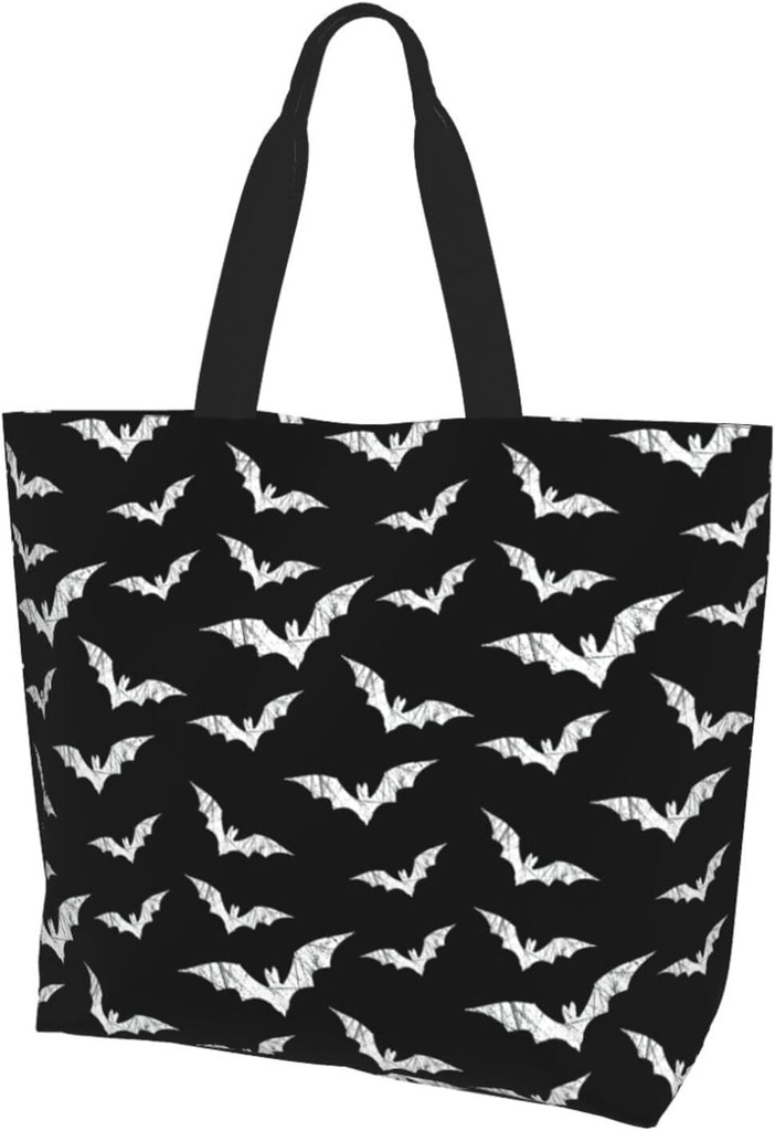 Gothic Goth Bat Tote Bag Reusable Shopping Bag Grocery Bags Fashion Shoulder Bag for Women Men