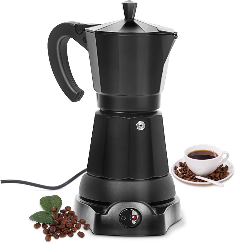 SHANGSKY Coffee Pot Electric Moka Pot 6 Cup, Espresso Coffee Maker Cafeteras Electricas Italian Coffee Maker Espresso Makers Portable Aluminum Electric Mocha Pot, Coffee Machine Moka Maker