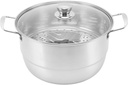 GOWENIC Steamer for Cooking, Food Steam Pot, Stainless Steel Thickened Multi Layer Large Capacity Stackable Steaming Pot with Glass Lid for Vegetables Seafood (Three Layers)