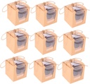 VICASKY 10Pcs Window Cupcake Boxes Sturdy Kraft Cake Carrier for Weddings Birthdays Showers Holidays Convenient to Carry Food Grade Packaging