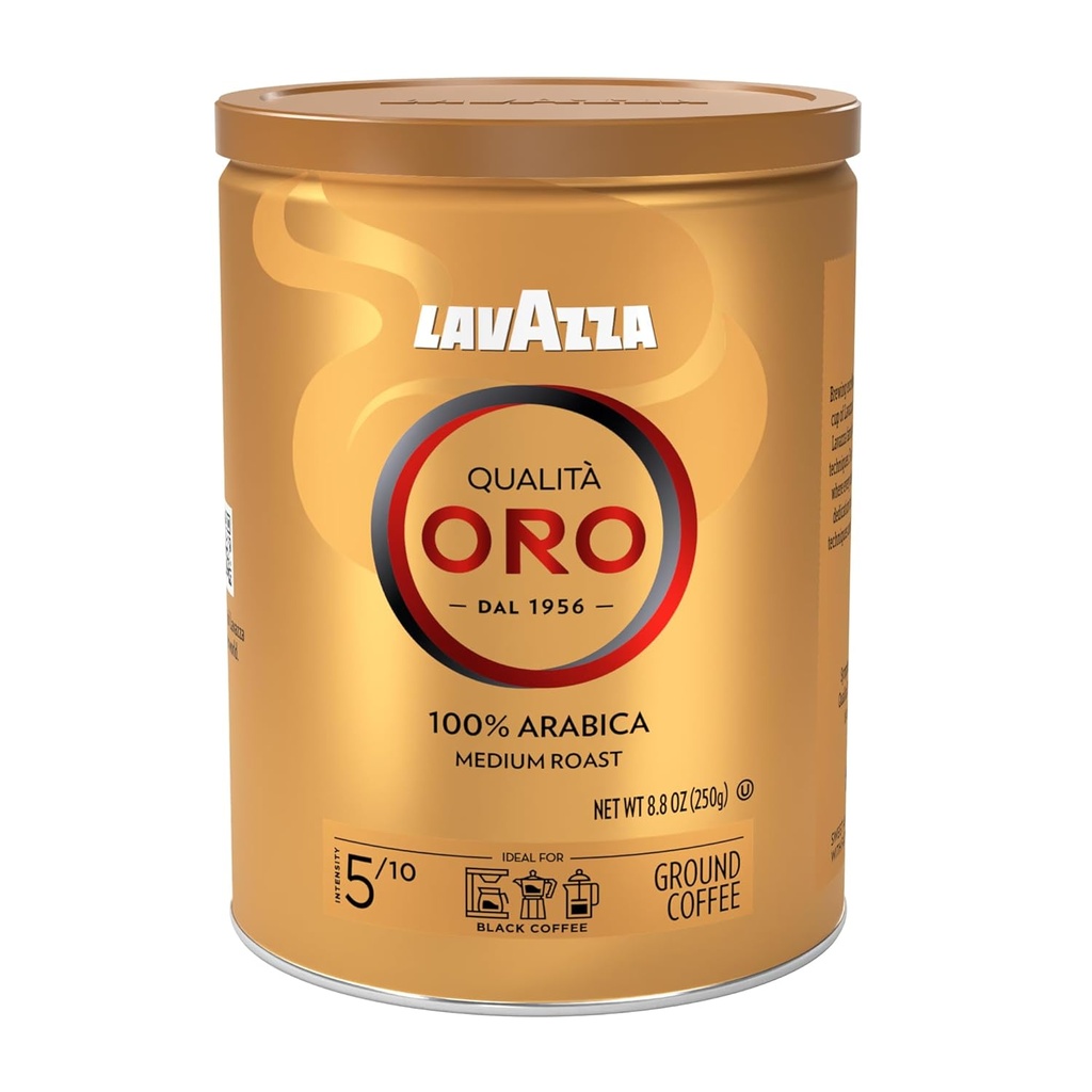 Lavazza Qualità Oro Ground Coffee, Medium Roast, 100% Arabica, 8.8 oz Tin (Pack of 4)
