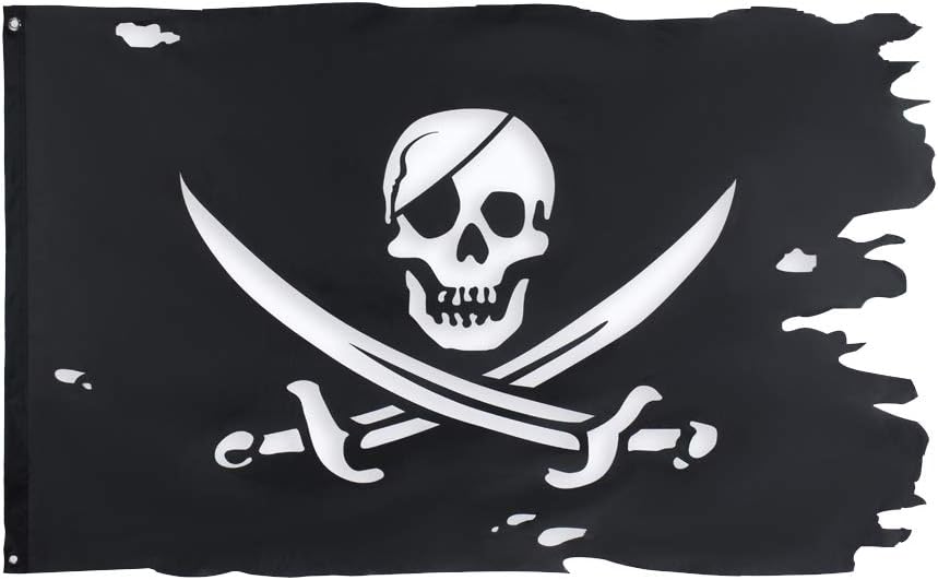 Jack Rackham Flag 3x4.8Fts Broadsword Old Skull Bones Pirate Banner Creepy Ragged