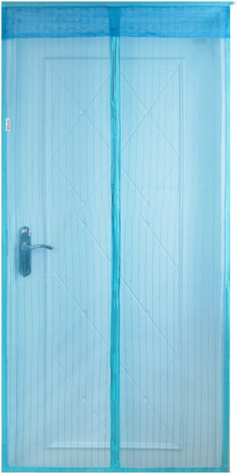 Home-organizer Tech Magnetic Screen Door with Heavy Duty Mesh Curtain Screen Door Mesh Mosquito Screen, Full Frame Magic Strap Fit Doors Up to 36-82 Inch Max (Blue)