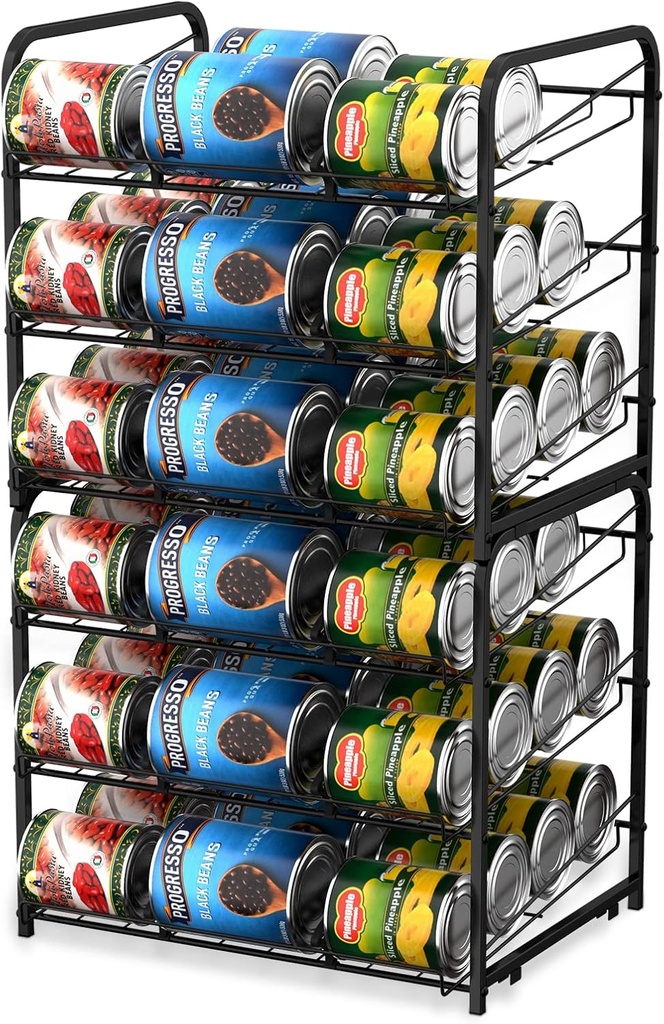 MOOACE Can Rack Organizer 2 Pack, Stacking Can Storage Dispenser for 36 Cans, Can Organizer for Pantry Kitchen Cabinet, Black