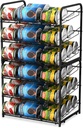 MOOACE Can Rack Organizer 2 Pack, Stacking Can Storage Dispenser for 36 Cans, Can Organizer for Pantry Kitchen Cabinet, Black
