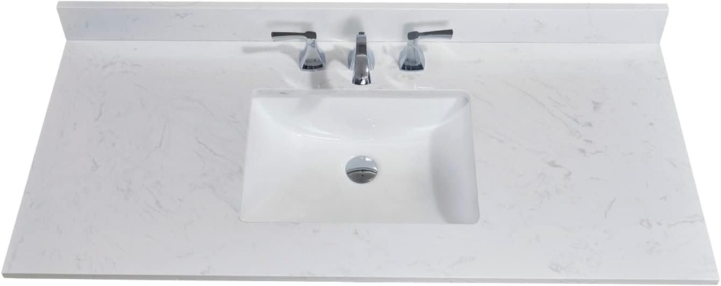 49 in. Engineered Stone Single Basin Vanity Top in Jazz White with White Basin