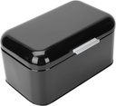 VICASKY Metal Bread Storage Box Retro Kitchen Food Bin Practical for Beans Candy Coffee Snacks and Stationery Portable Lightweight Black Bread Bin for Home Bakery Restaurant