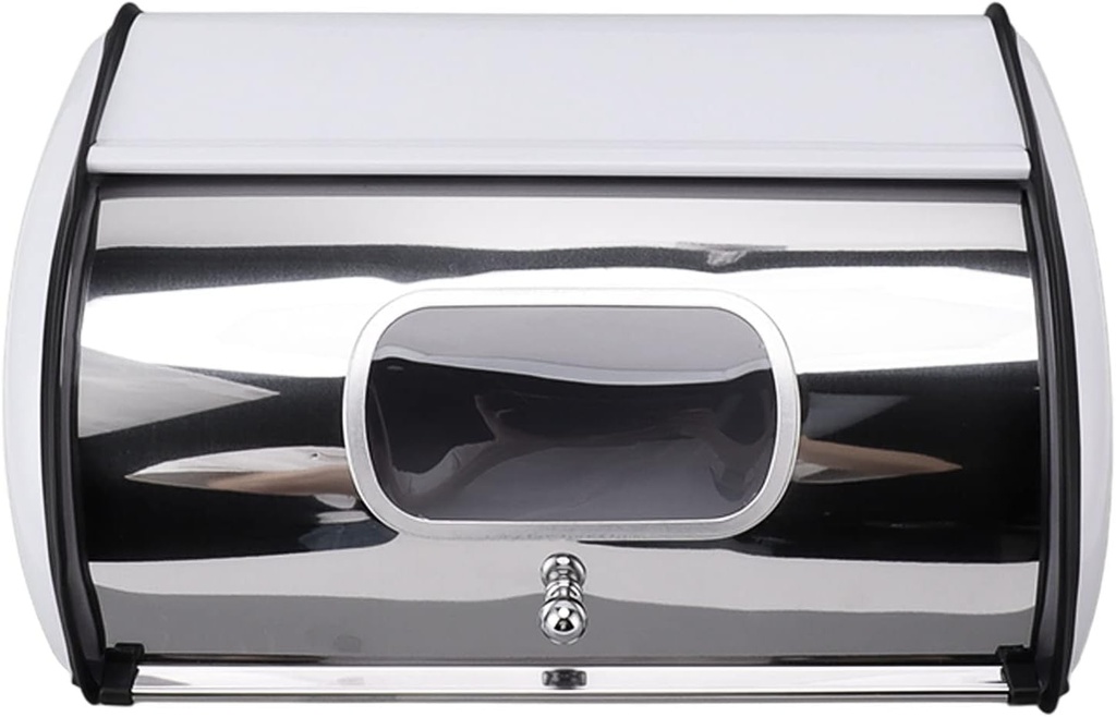 Stainless Steel Bread Box with Lid, Bread Storage and Organizer with Small Window, Large Bread Container, Farm Bread Container, for