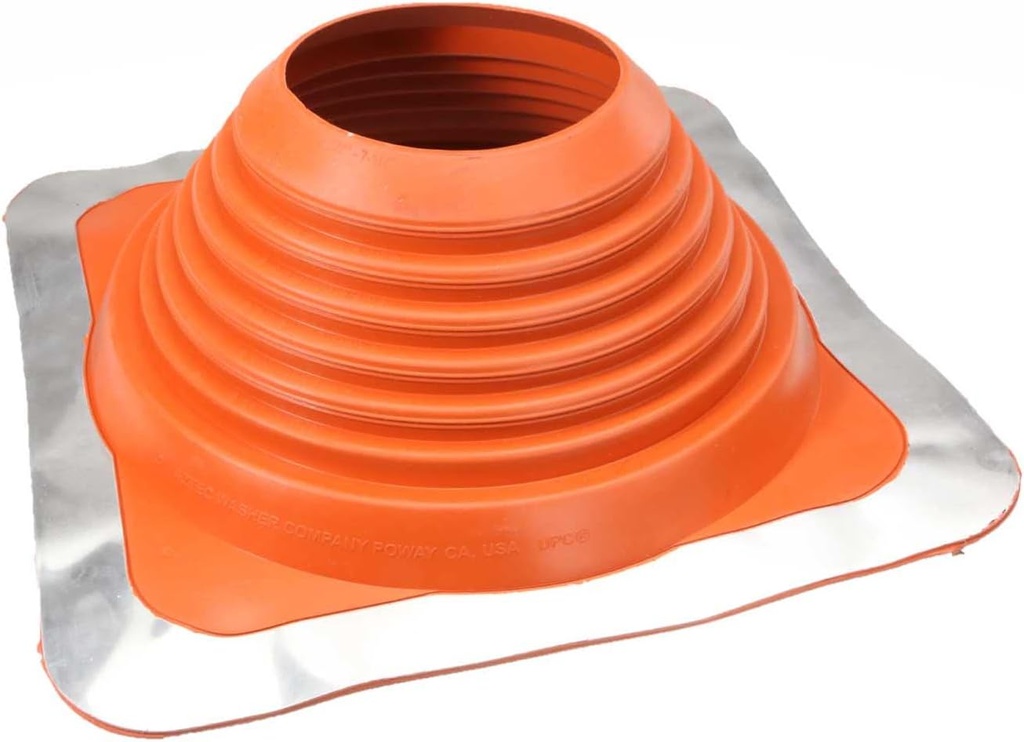 Fasteners Plus #7 Square Silicone Metal Roof Pipe Flashing Boot - Fits 5-1/2" - 11-1/2" Pipe OD - Red (Made in USA)