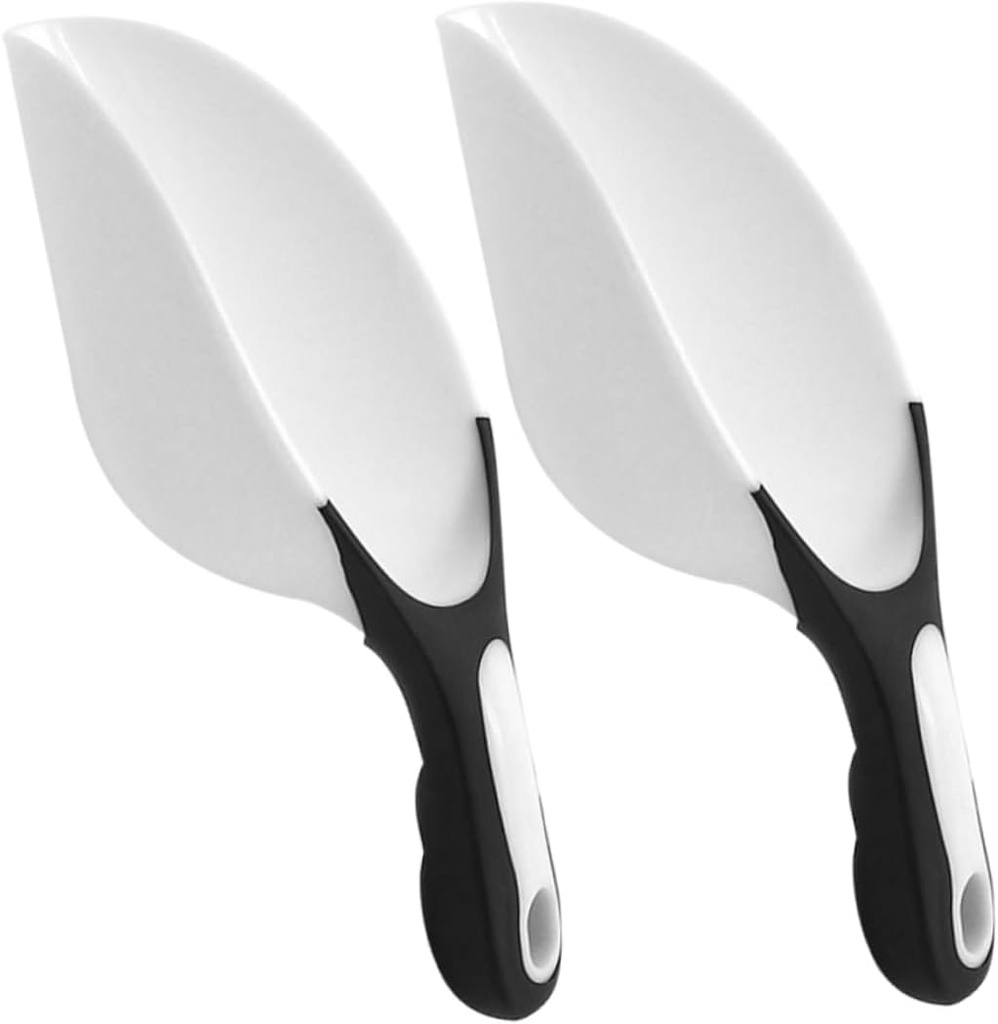 KICHOUSE 2pcs Reusable Plastic Food Scoops Household Ice Scoop Ergonomic Design for Flour Coffee Beans Nuts More Easy to Clean Kitchen Utensils for Daily Use