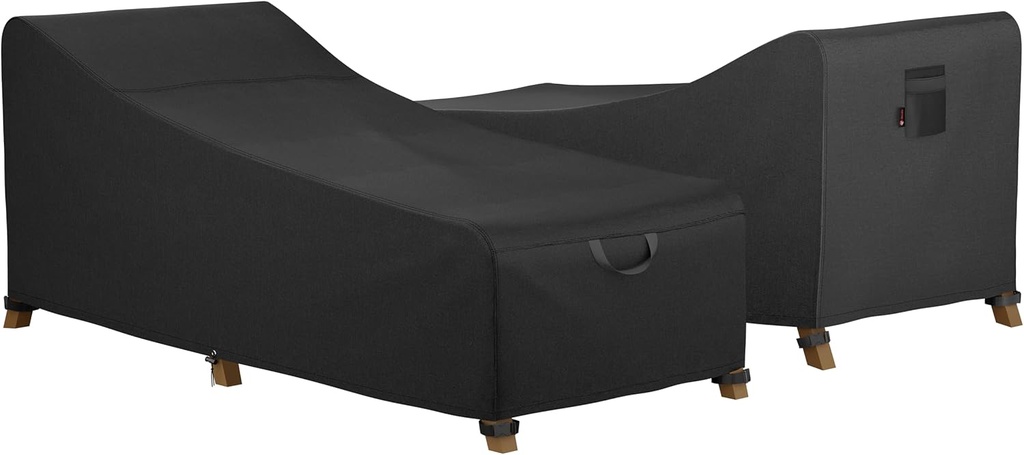 iBirdie Outdoor Lounge Chaise Chair Cover 80L x 26W x 28H inch Waterproof Patio Furniture Covers Lawn Pool Chair Cover 2 Pack Black